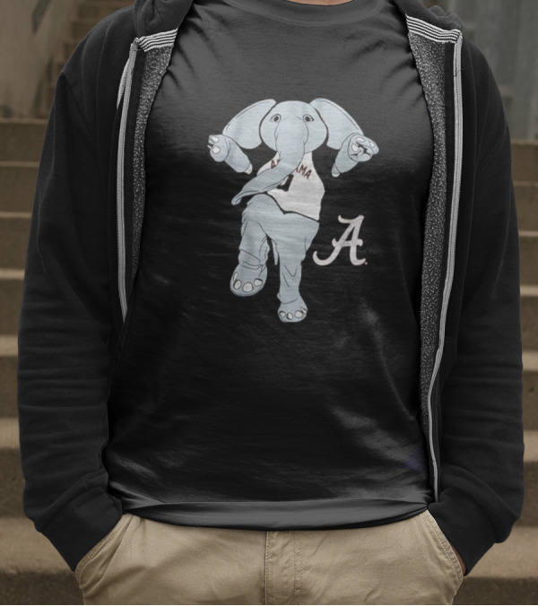 Alabama Crimson Tide Big Al Elephant Mascot Dancing With Script A Initial T-Shirt
