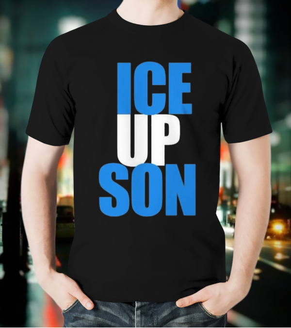 Albert Breer Ice Up Son Bold Blue And White Text T-Shirt