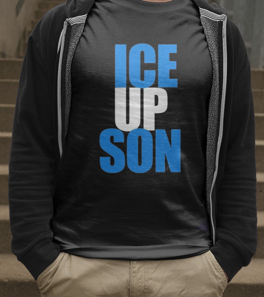 Albert Breer Ice Up Son Bold Blue And White Text T-Shirt