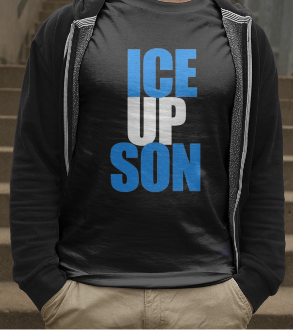 Albert Breer Ice Up Son Bold Blue And White Text T-Shirt