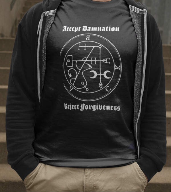 Aleister Black Accept Damnation Reject Forgiveness Sigil Design T-Shirt