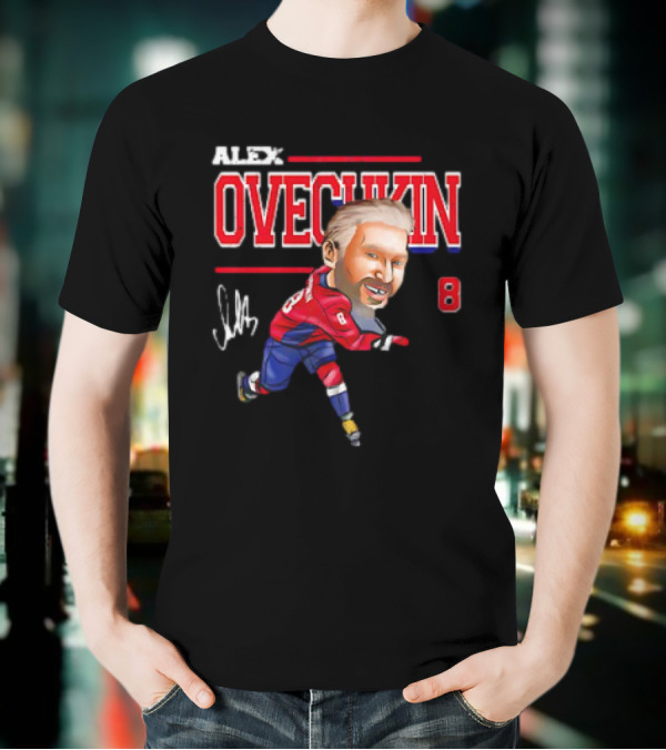 Alex Ovechkin Washington Capitals NHL Vintage Cartoon Signature 8 T-Shirt