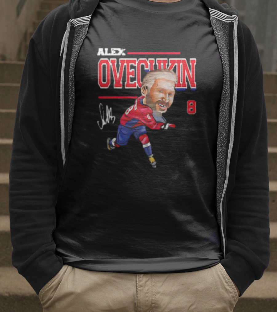 Alex Ovechkin Washington Capitals NHL Vintage Cartoon Signature 8 T-Shirt