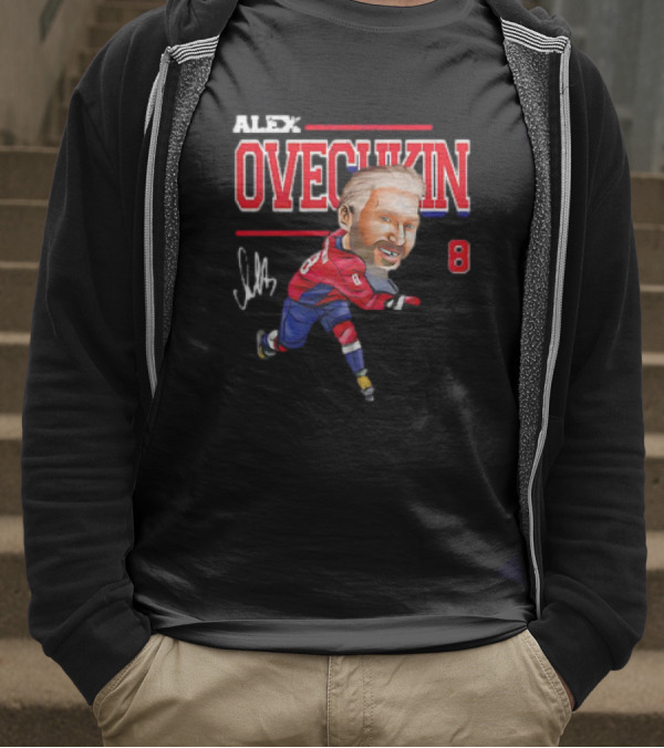 Alex Ovechkin Washington Capitals NHL Vintage Cartoon Signature 8 T-Shirt
