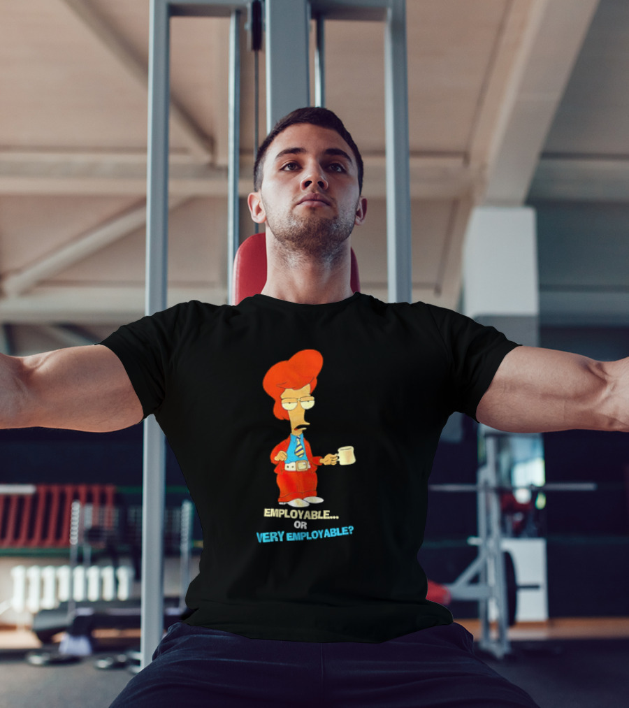 American Dad Employable Or Very Employable Roger In Red Suit Holding Coffee T-Shirt