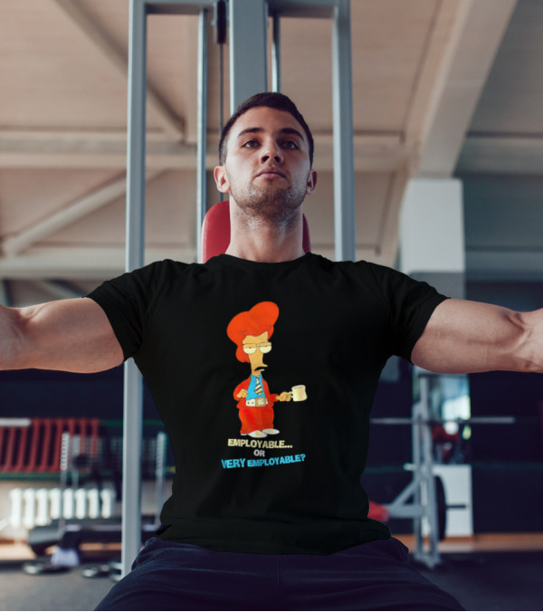 American Dad Employable Or Very Employable Roger In Red Suit Holding Coffee T-Shirt