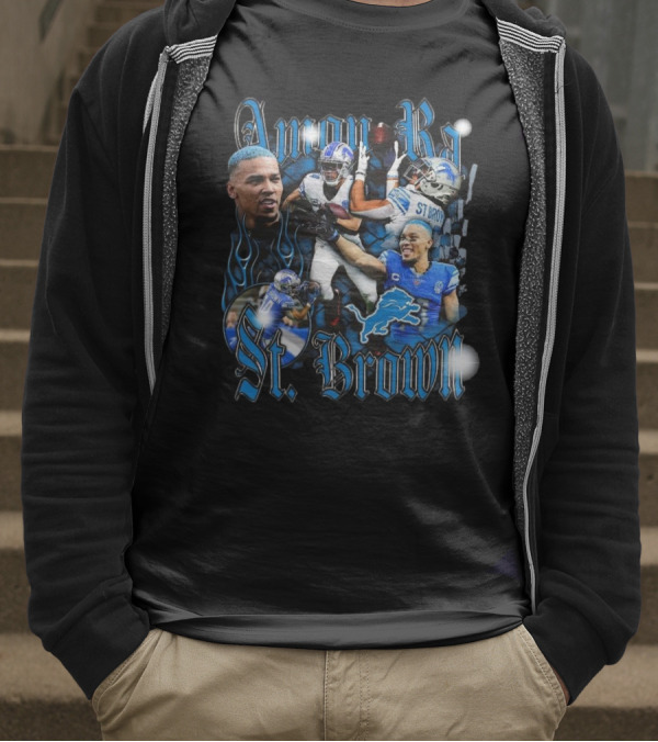 Amon Ra St. Brown Detroit Lions NFL Football Player Dynamic Collage T-Shirt