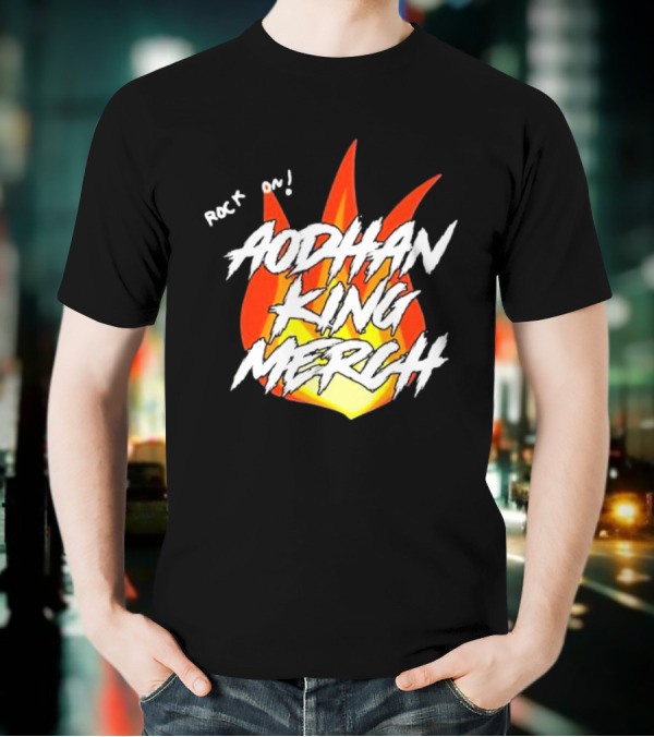 Aodhan King Rock On Flames Merch T-Shirt