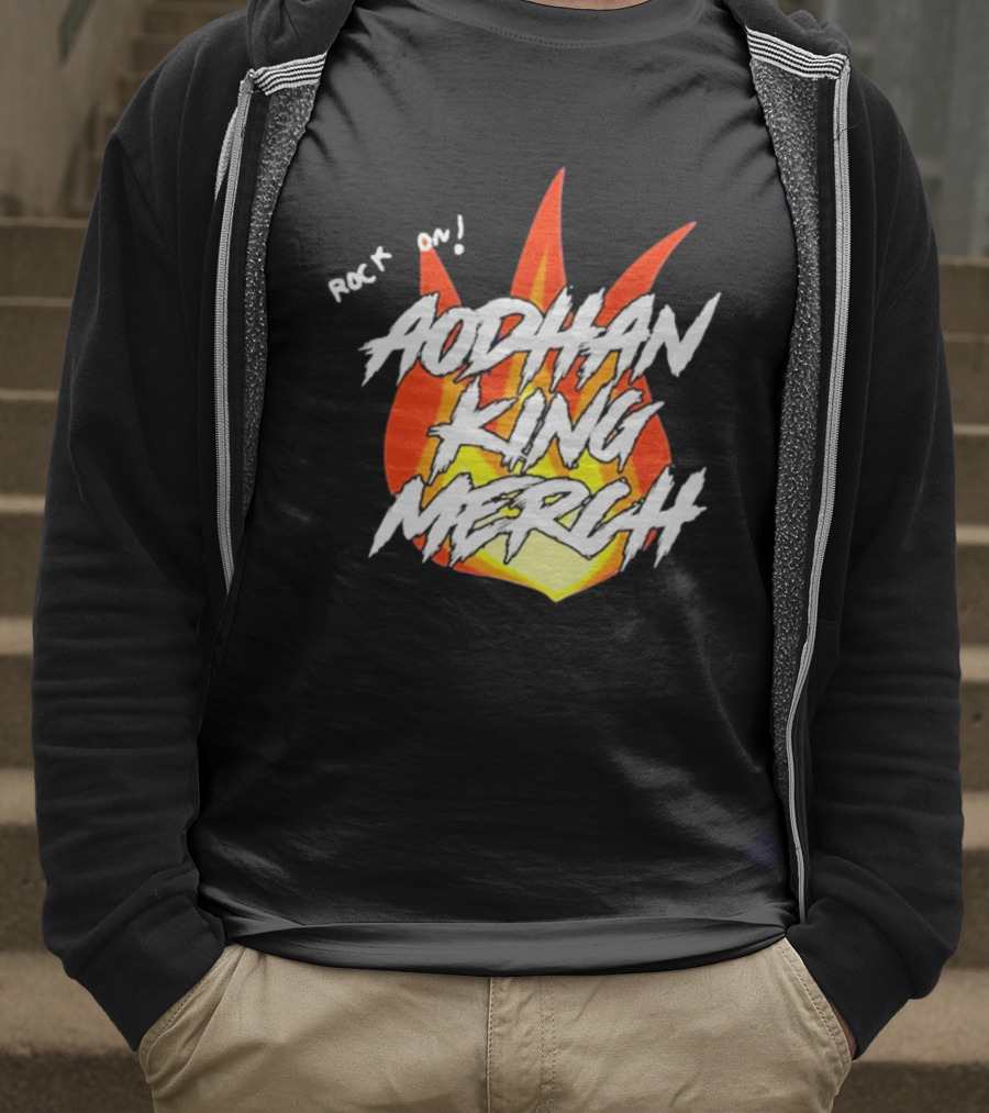 Aodhan King Rock On Flames Merch T-Shirt