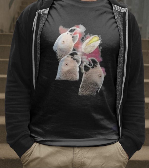 Apollo And Frens Three Cockatoos With Moon And Space Theme T-Shirt