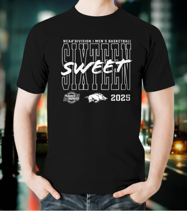 NCAA Division I Men's Basketball Tournament 2025 Sweet Sixteen Arkansas Razorbacks March Madness T-Shirt