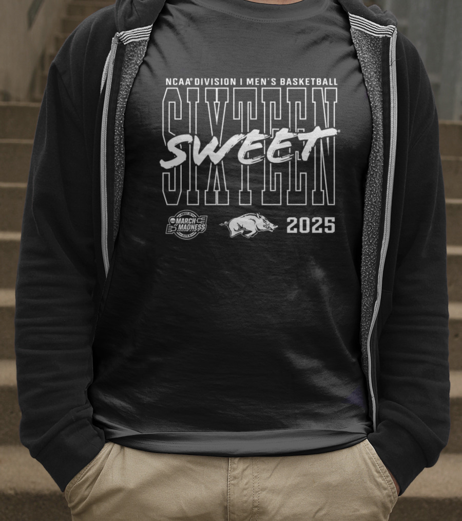 NCAA Division I Men's Basketball Tournament 2025 Sweet Sixteen Arkansas Razorbacks March Madness T-Shirt