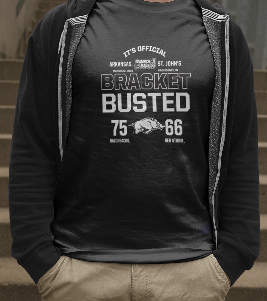 It's Official March Madness Arkansas St. John's Bracket Busted 75-66 T-Shirt