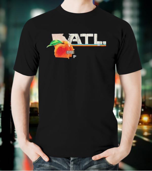 ATL Atlanta Falcons 2025 NFL Draft Peach Georgia Map Icon T-Shirt