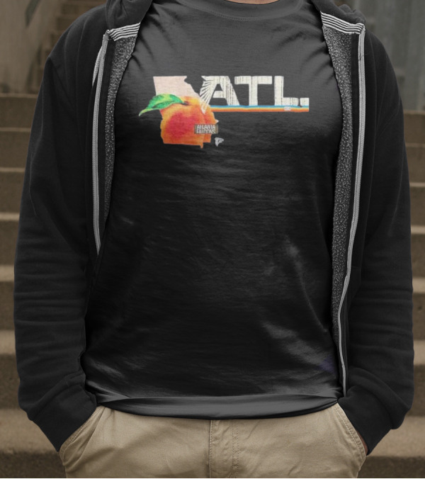 ATL Atlanta Falcons 2025 NFL Draft Peach Georgia Map Icon T-Shirt