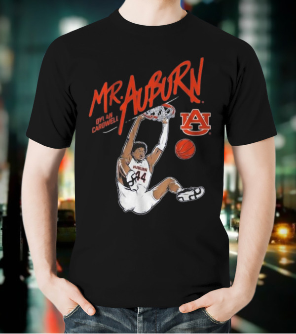 Auburn Basketball Dylan Cardwell Mr. Auburn Slam Dunk Graphic T-Shirt