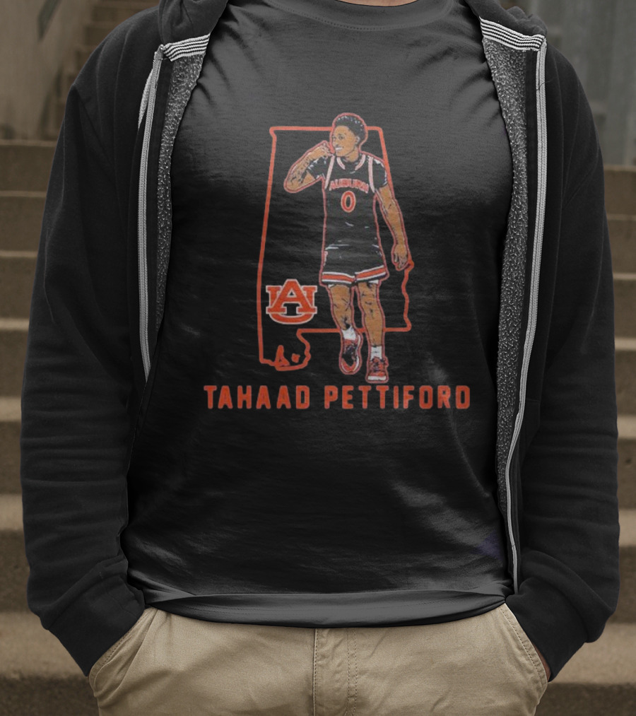 Auburn Basketball Tahaad Pettiford 0 Alabama Map T-Shirt