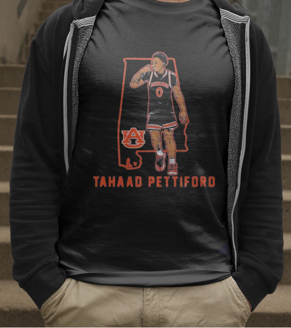 Auburn Basketball Tahaad Pettiford 0 Alabama Map T-Shirt