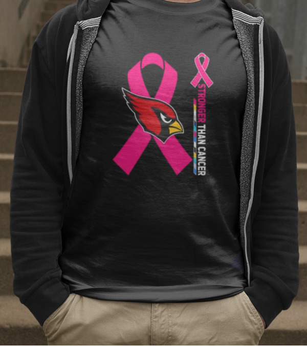Arizona Cardinals Stronger Than Cancer Awareness Pink Ribbon T-Shirt