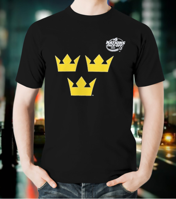 Awesome Sweden 2025 4 Nations Face-Off Primary Tre Kronor Yellow Crowns T-Shirt