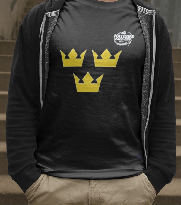 Awesome Sweden 2025 4 Nations Face-Off Primary Tre Kronor Yellow Crowns T-Shirt