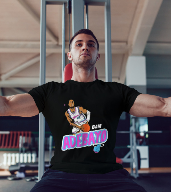 Bam Adebayo Miami Heat Retro Style Caricature With Basketball T-Shirt