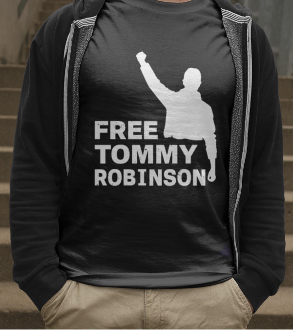 Free Tommy Robinson Activist Silhouette Fist Raised T-Shirt
