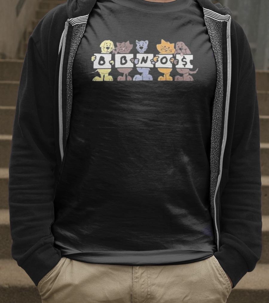 Bbnos Embroidered Pet Animals Holding Letters T-Shirt