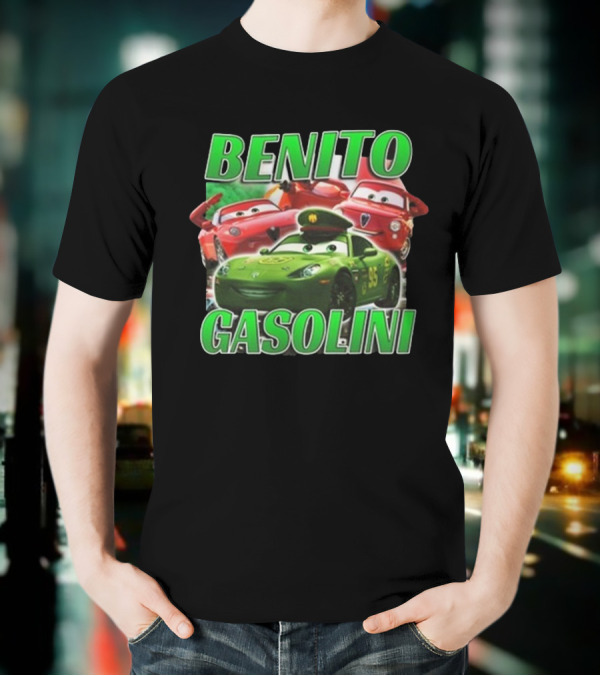 Benito Gasolini 95 Racing Cars Cartoon Crew T-Shirt