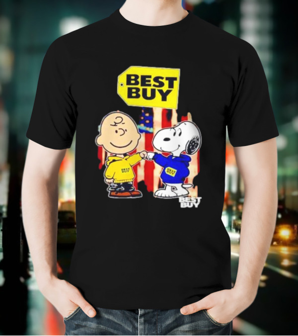 Best Buy Charlie Brown Snoopy Yellow Blue S Fist Bump T-Shirt