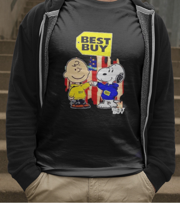 Best Buy Charlie Brown Snoopy Yellow Blue S Fist Bump T-Shirt