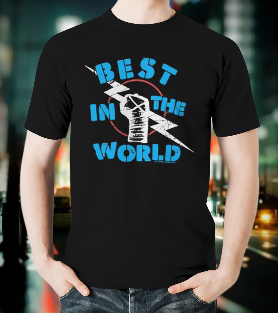Best In The World Fist Lightning Bolt Circle T-Shirt