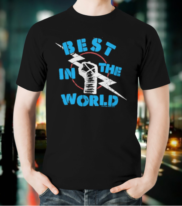 Best In The World Fist Lightning Bolt Circle T-Shirt