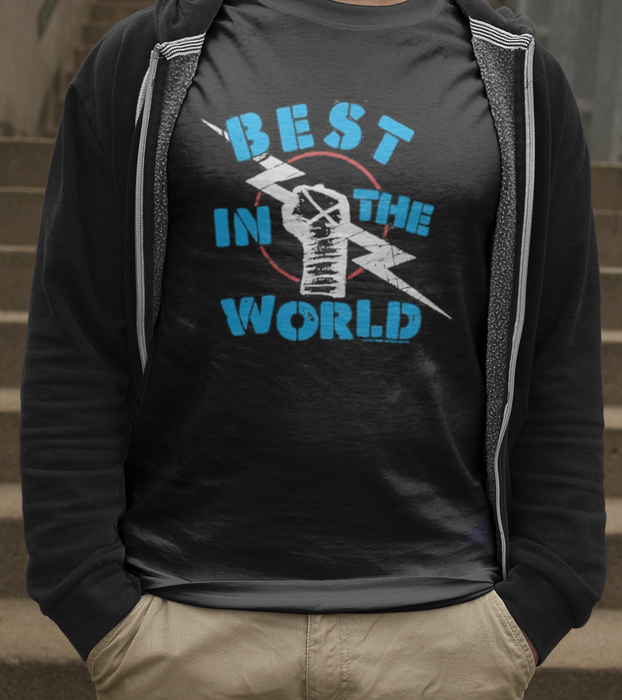 Best In The World Fist Lightning Bolt Circle T-Shirt