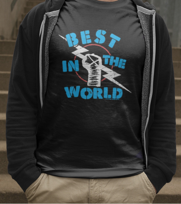 Best In The World Fist Lightning Bolt Circle T-Shirt