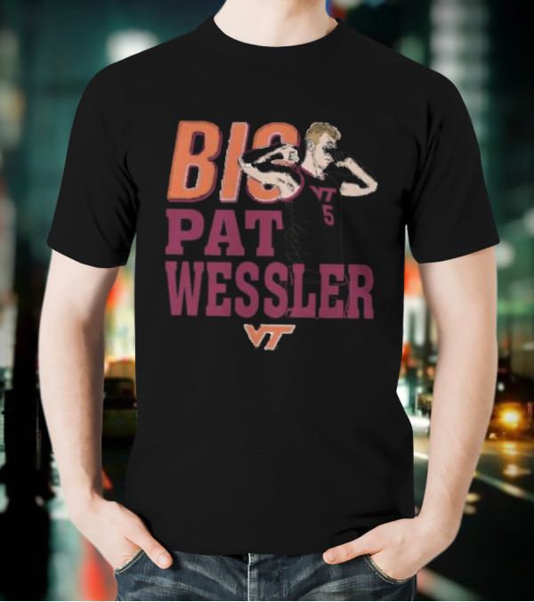 Big Pat Wessler VT Hokies Player Cartoon T-Shirt