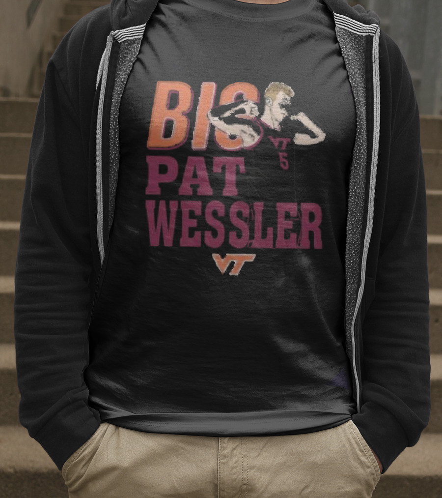 Big Pat Wessler VT Hokies Player Cartoon T-Shirt