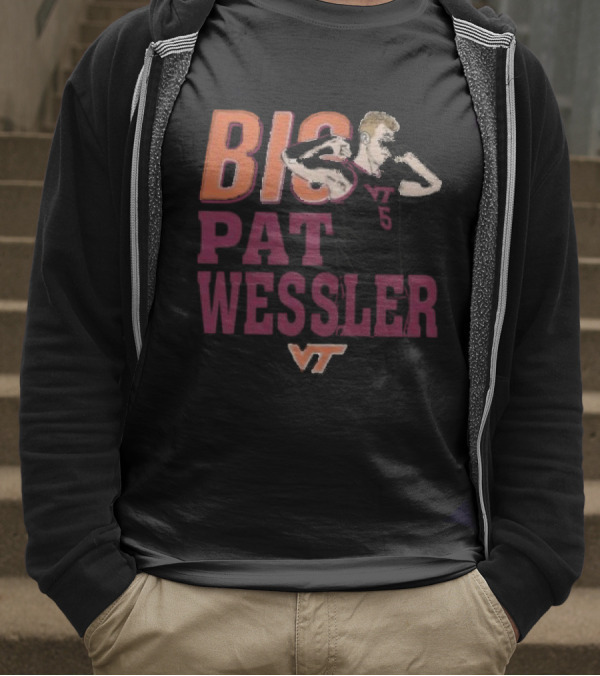 Big Pat Wessler VT Hokies Player Cartoon T-Shirt
