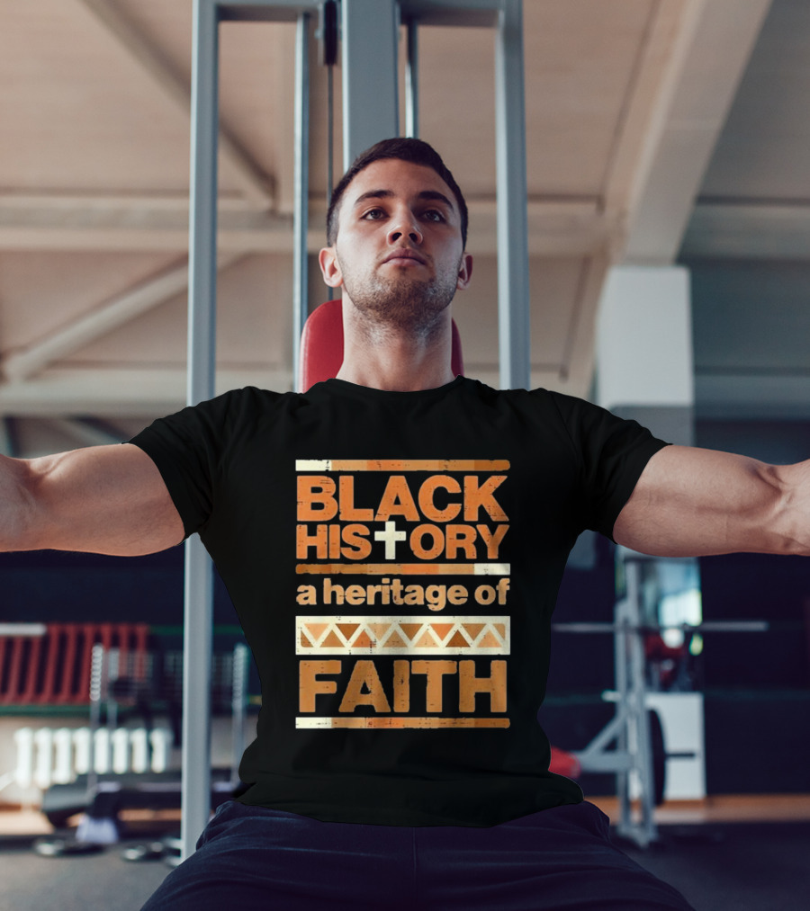 Black History Cross Heritage Of Faith African Pattern T-Shirt