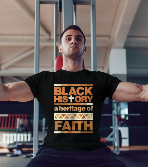 Black History Cross Heritage Of Faith African Pattern T-Shirt