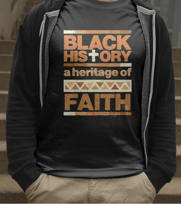 Black History Cross Heritage Of Faith African Pattern T-Shirt