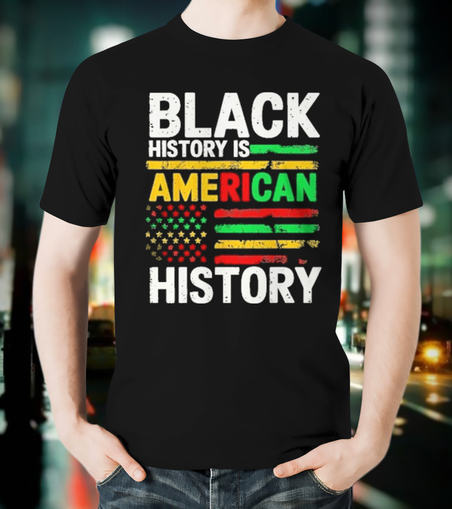 Black History Is American History Vintage Flag Design T-Shirt