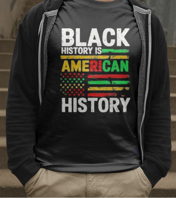 Black History Is American History Vintage Flag Design T-Shirt