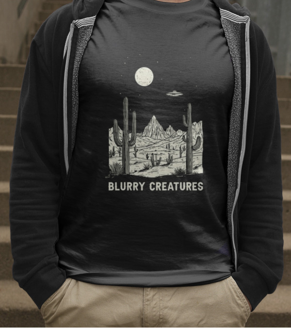 Blurry Creatures Desert Nights UFO Cactus Moon T-Shirt