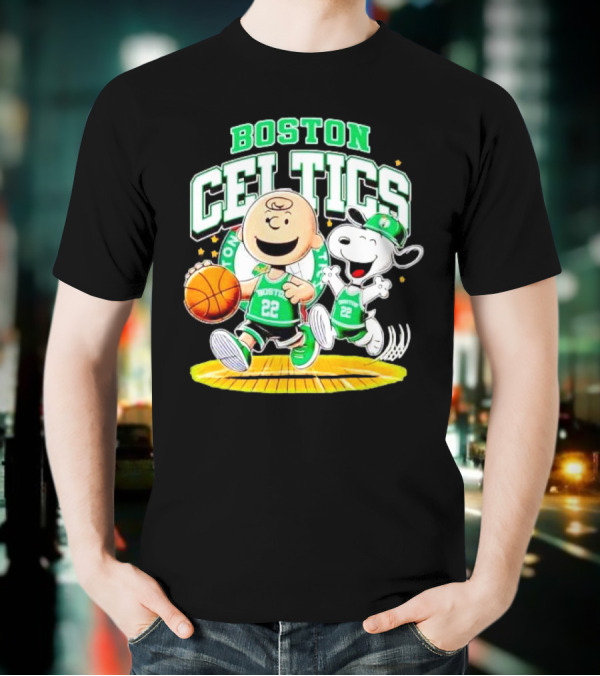 Boston Celtics Charlie Brown Snoopy Basketball Fan Fun T-Shirt