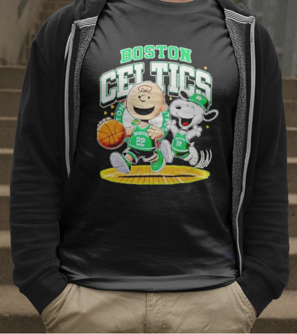 Boston Celtics Charlie Brown Snoopy Basketball Fan Fun T-Shirt