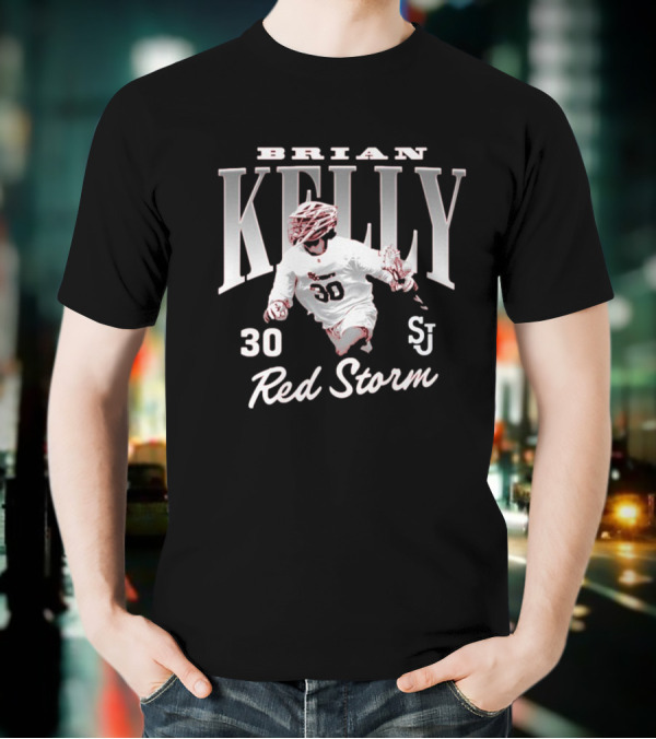 Brian Kelly Illustrated 30 St. John’s Red Storm Men’s Lacrosse NCAA Division I T-Shirt