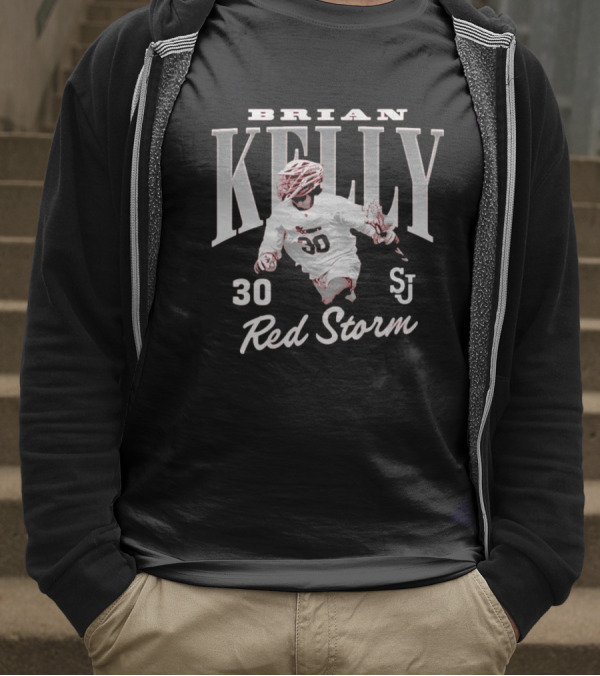 Brian Kelly Illustrated 30 St. John’s Red Storm Men’s Lacrosse NCAA Division I T-Shirt