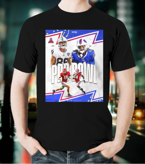 Brock Bowers Las Vegas Raiders And James Cook Buffalo Bills 2025 Pro Bowl Games NFL T-Shirt