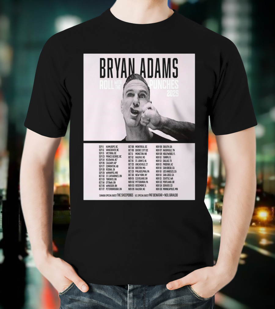 Bryan Adams Roll With The Punches 2025 North America Tour T-Shirt